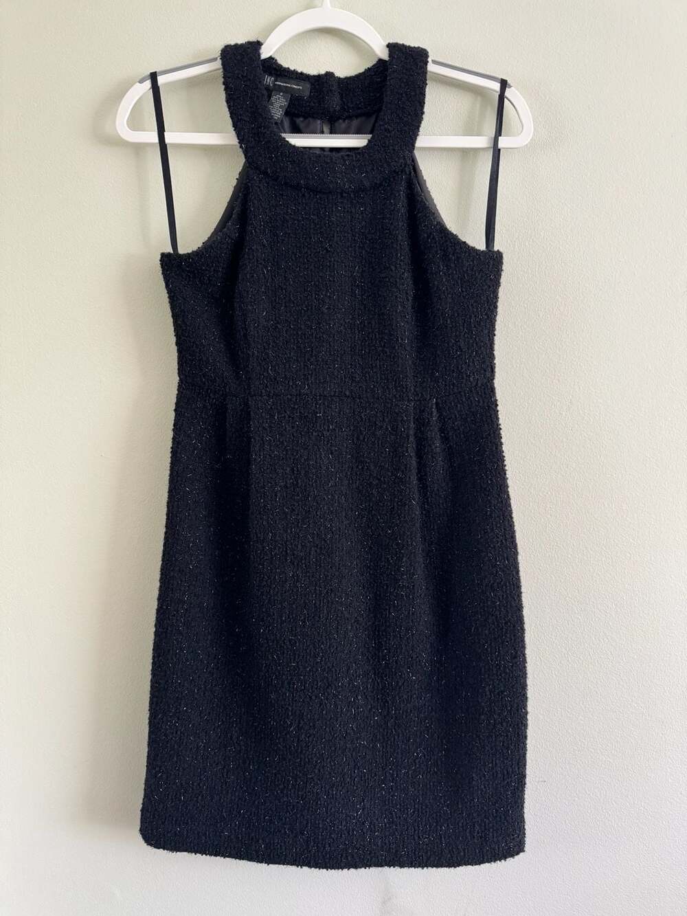 INC International Concepts Black Tweed Wool Blend Halter Dress Size 0